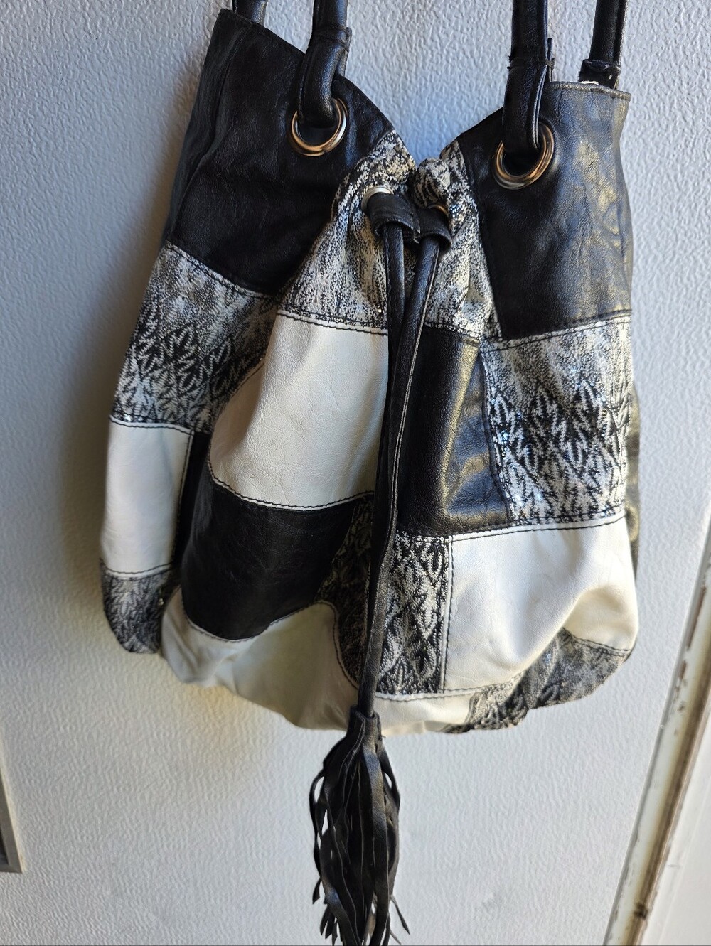 Y2K Patchwork Mixed Media Boho Hobo Slouch Bag 90s Avant Garde Whimsygoth
